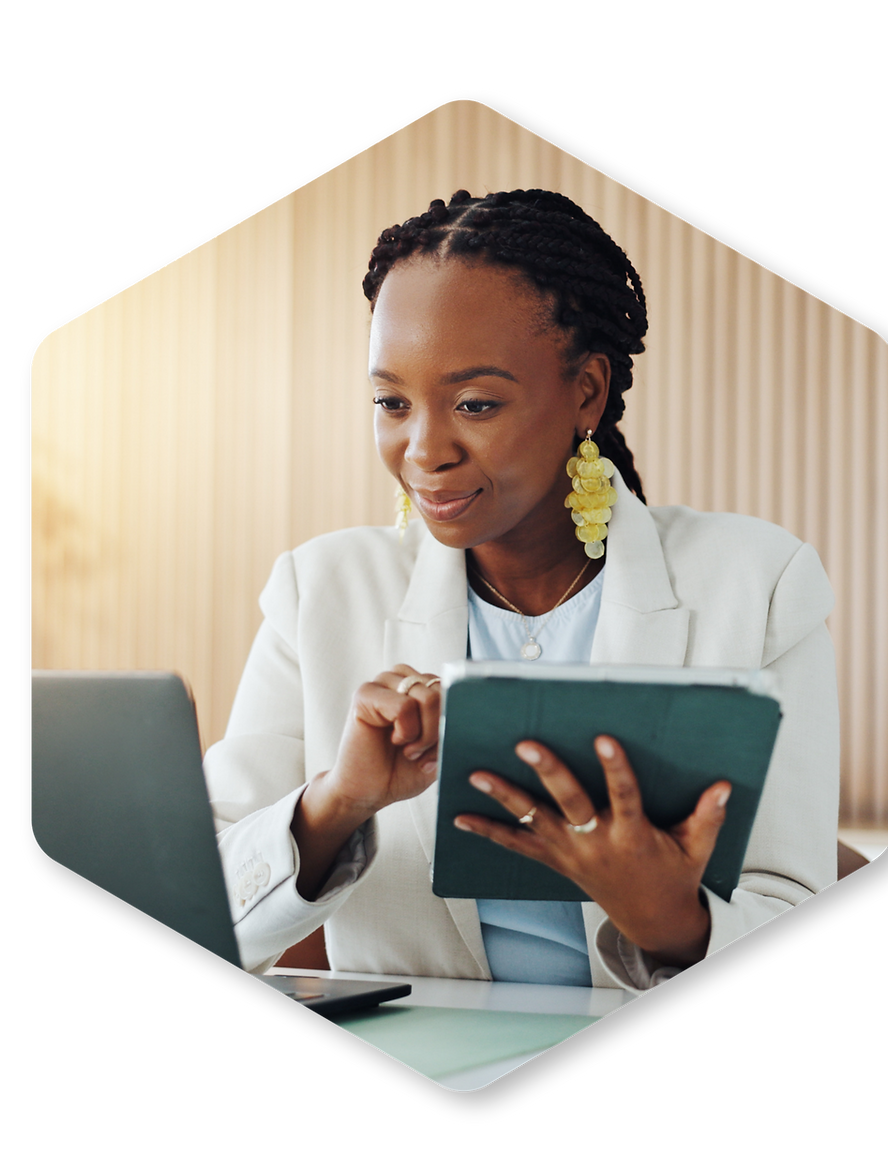 An Elite Pro-Tax professional assisting a client in the office
