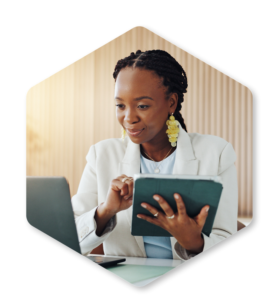 Professional woman assisting client